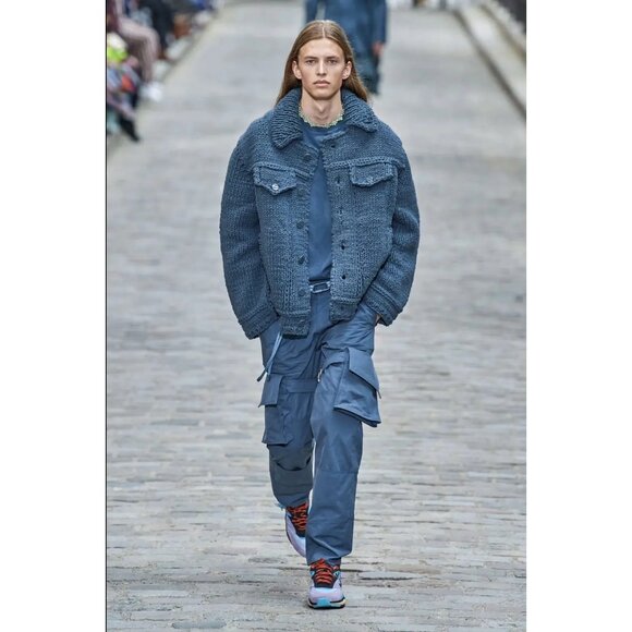 Louis Vuitton x Virgil Abloh 2020 Men's Knit Trucker Jacket in Blue - Picture 2 of 8